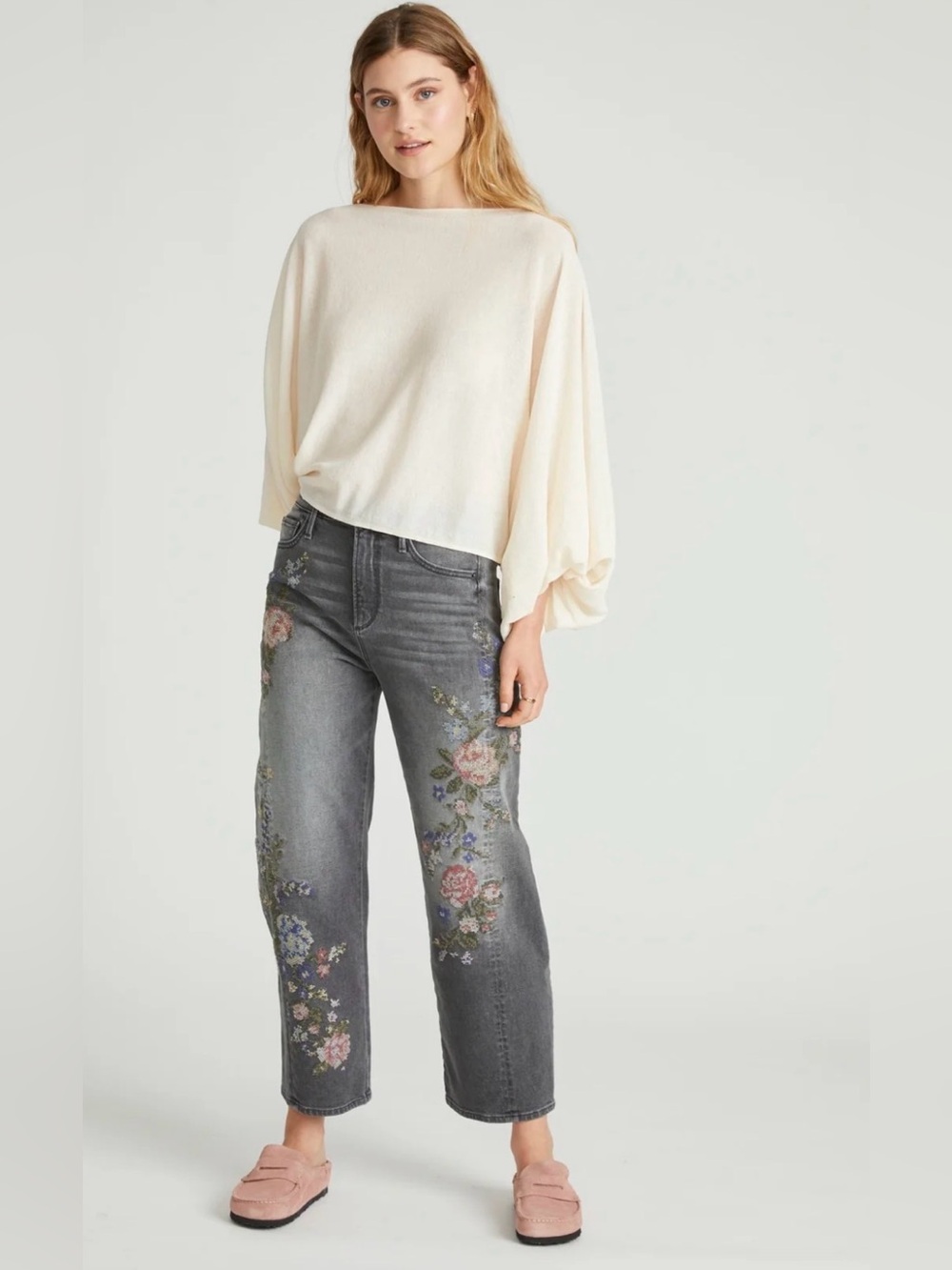 Brand New driftwood Lucy barrel jeans in Natura Needlepoint size 26 gray wash